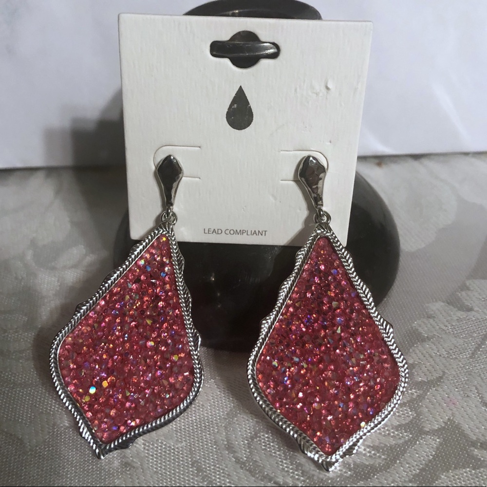 NWT Pink druzy sparkly earrings
